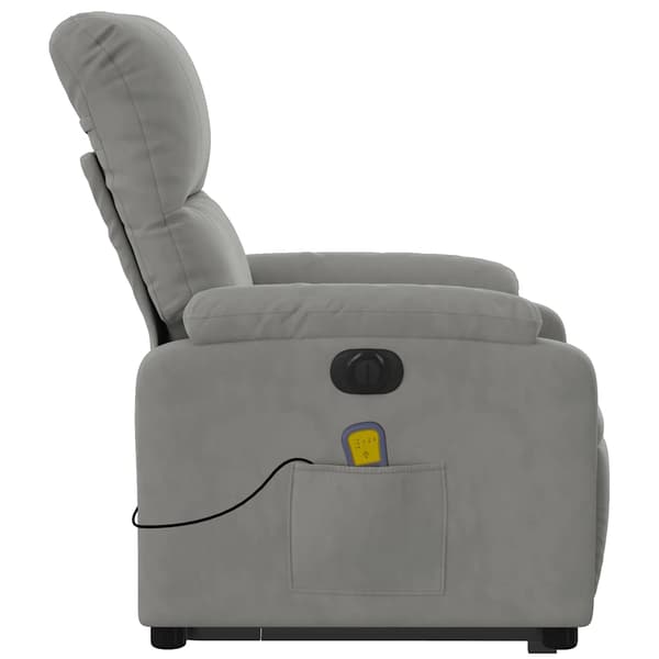 vidaXL Lyftbar massagefåtölj ljusgrå mikrofiber