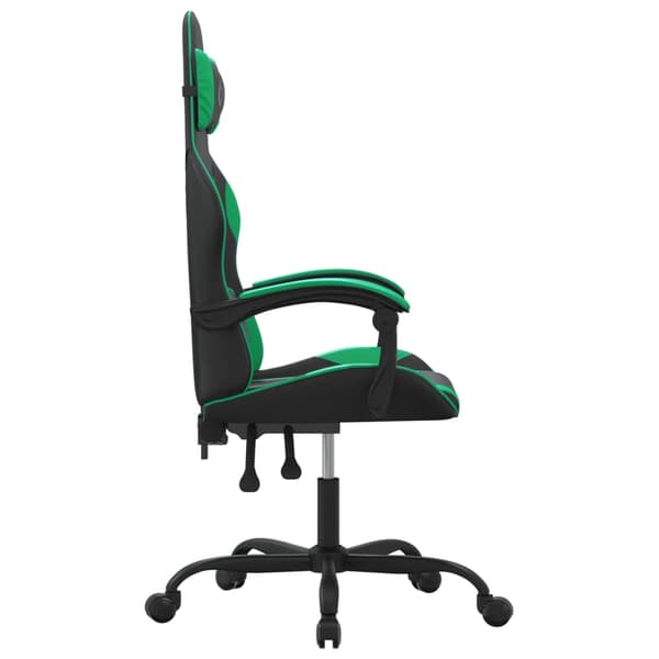 vidaXL gamingstol, sort og grøn, kunstlæder