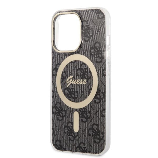 Guess GUBPP13XH4EACSK Etui + Oplader Sæt iPhone 13 Pro Max Sort/sort hårdt cover 4G Print MagSafe