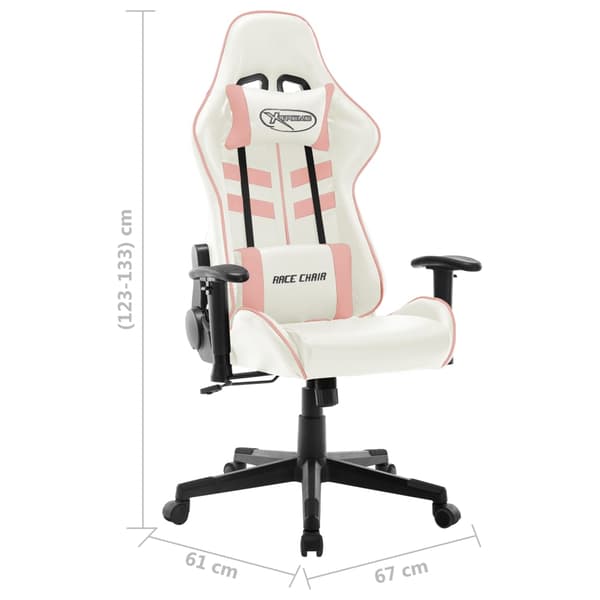 vidaXL Gamingstol, vit och rosa, konstläder