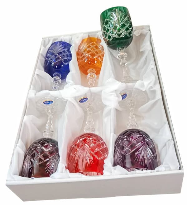 Farverige krystalvinglas 240ml Ananas
