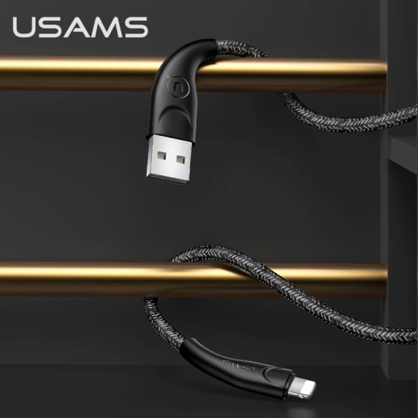 USAMS Flettet U41 USB-A til Lightning-kabel 1m 2A Sort