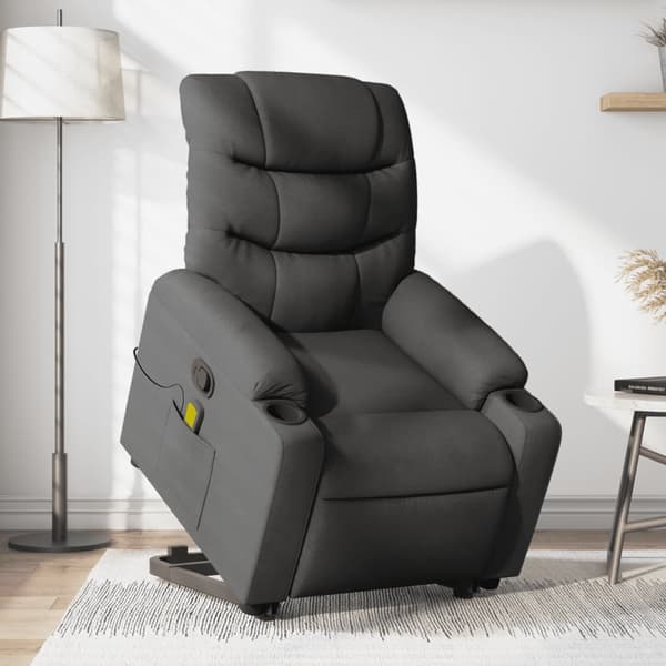 vidaXL Lyftbar massagefåtölj mörkgrå tyg