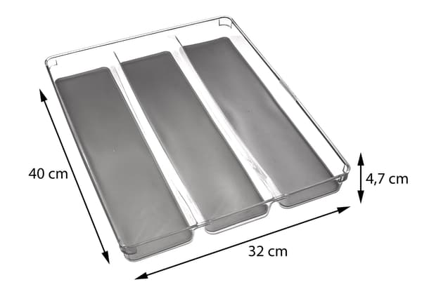 Bestikopbevaring med 3 rum, 40x32 cm