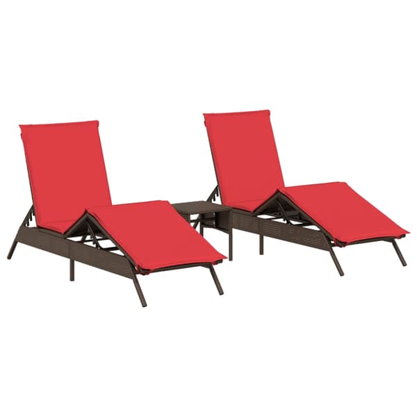 vidaXL Solstolar med bord, set om 2, brun, polyrotting