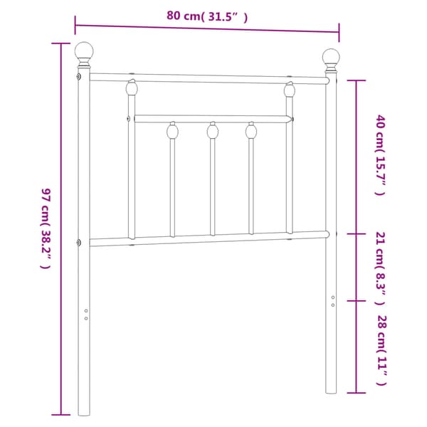 vidaXL metalsengegavl sort 75 cm