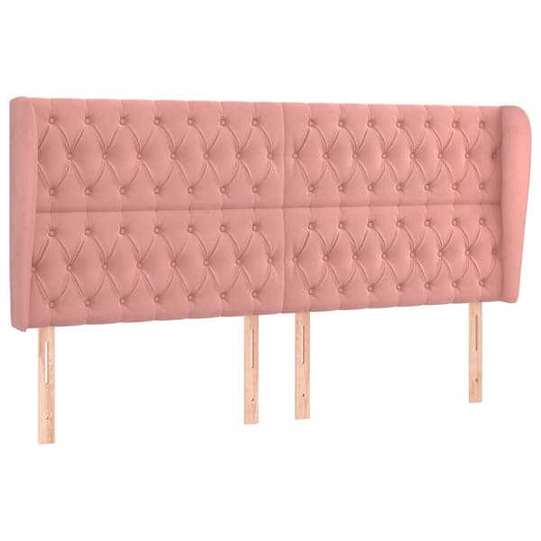 vidaXL Vingad nackstöd rosa 183x23x118/128 cm sammet