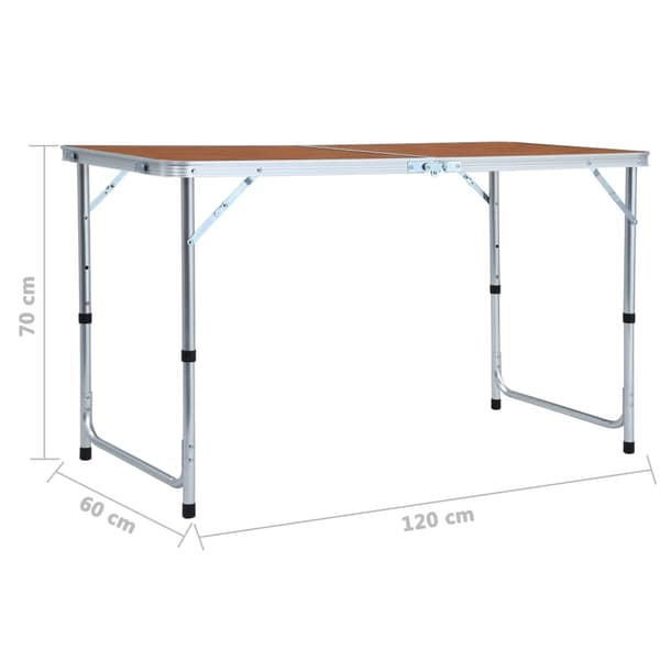 vidaXL foldbart campingbord, aluminium, 120x60 cm