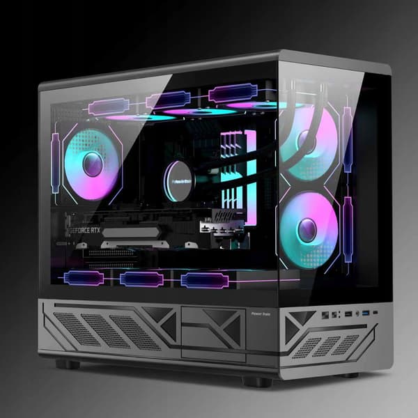 Gamingdatorchassi, midi-tower, glas, 6x aRGB-fläktar