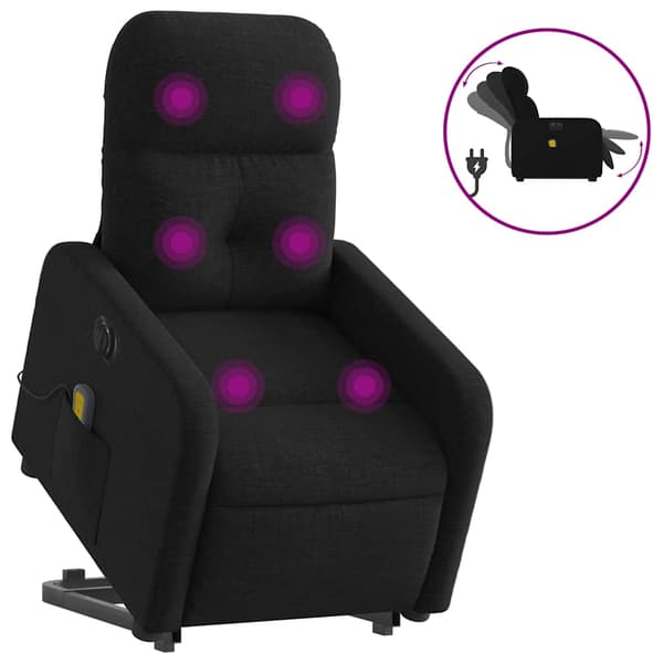 vidaXL elektrisk liftmassagestol lænestol sort