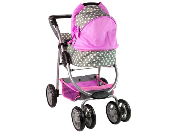 Dukkevogn 2 i 1 Gondoltaske Pink Stjerner