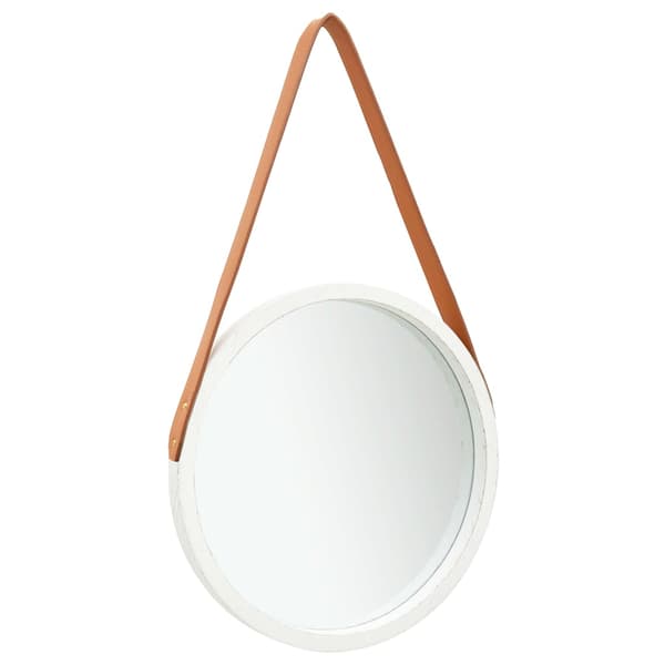 vidaXL Väggspegel med rem, 40 cm, vit