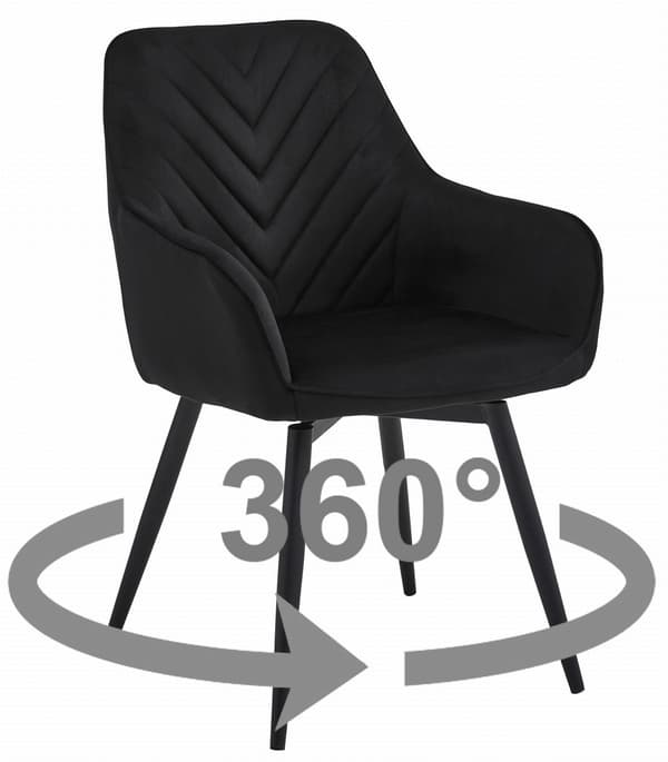 NANA360 stol - sort fløjl / sorte ben x 2