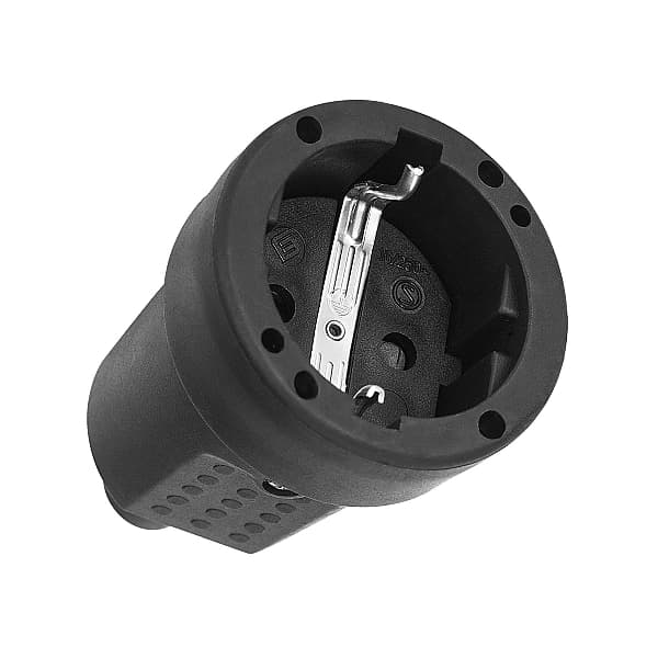 Enkelt stikkontakt Mini Schuko stik IP44 med jordforbindelse 230V 16A sort