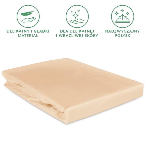Bomuldslagner 90x200 glat satin, lys beige