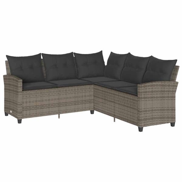 vidaXL L-formet sofa med hynder grå polyrattan
