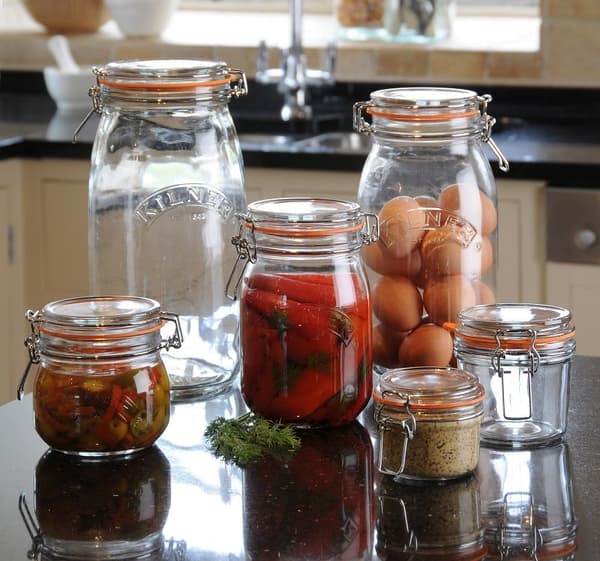 1 l rund burk med klipplock / Kilner