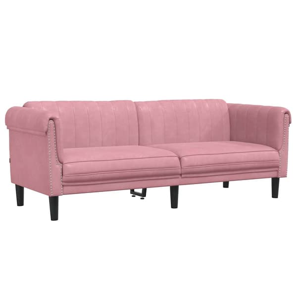 vidaXL 3-sitssoffa, rosa, klädd i sammet