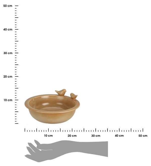 Keramisk fuglebad, beige, 24 cm