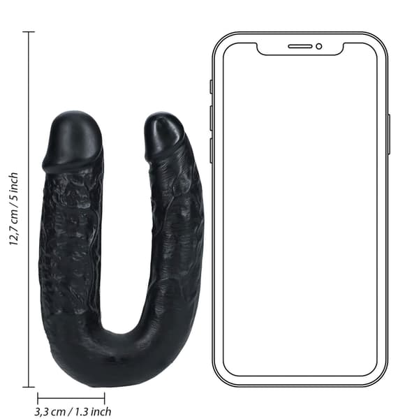 U-formad dubbeldildo 12,7 cm - Svart