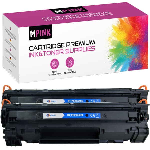 2x toner til HP 83A CF283X GP-HCF283X printer x2