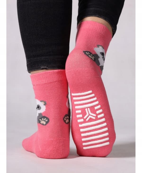 Pige strømper ABS halvfrotte varm bomuld pink 31/34