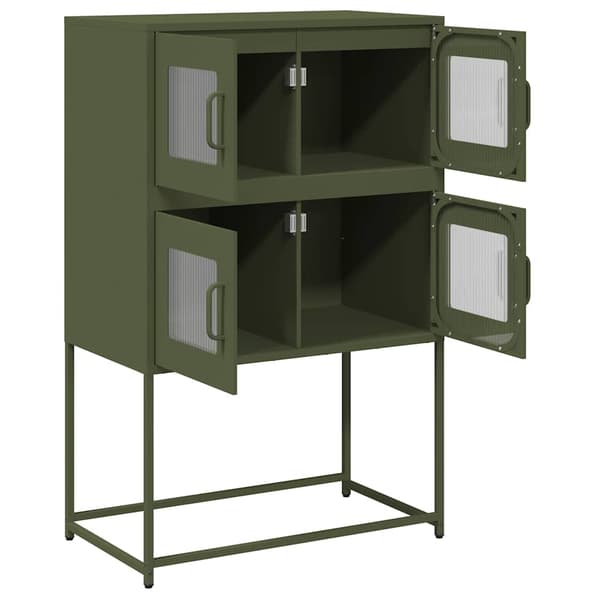 vidaXL kommode olivengrøn 68x39x107 cm stål