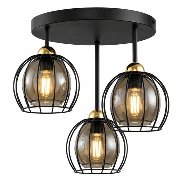 Loftlampe 3xE27 SOLO SORT/GULD