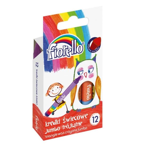 FIORELLO Jumbo Triangular Wax Crayons 12 väriä