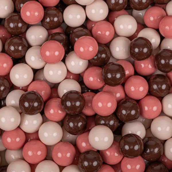 KiddyMoon plastikbolde 7 cm pastel beige-laksebrun 100 legetøjsbolde sæt