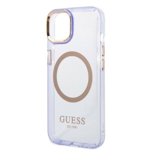 Guess Gold Outline Translucent MagSafe-etui til iPhone 14, lilla