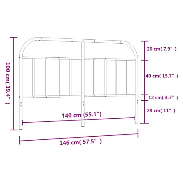vidaXL metalsengegavl sort 140 cm
