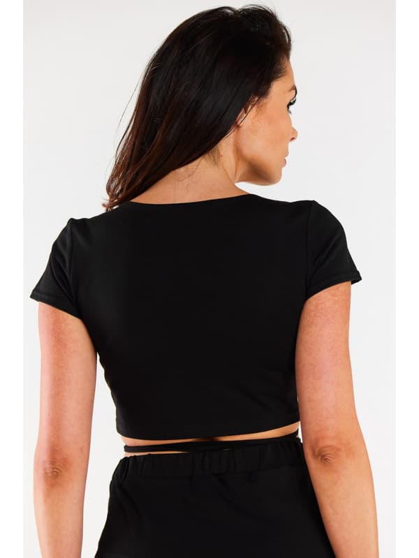 Bomulds-crop top med kuvert, sort S