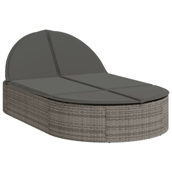 vidaXL dobbelt dagseng med hynder, grå, polyrattan