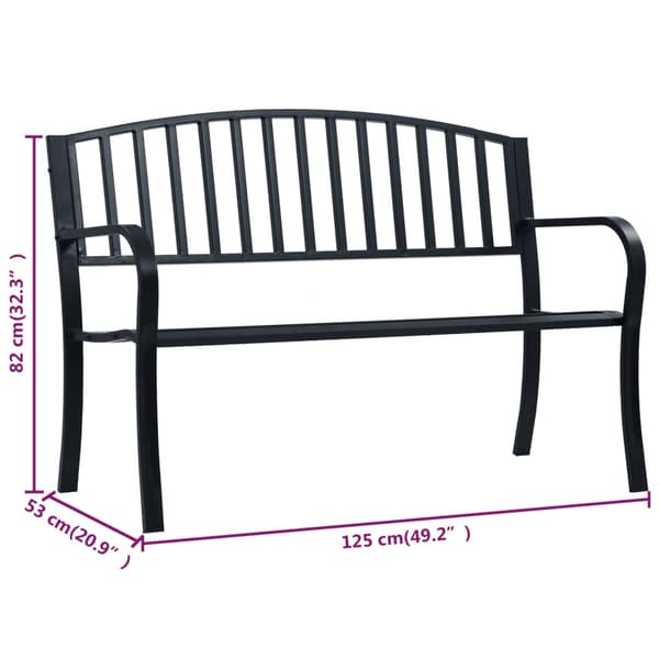 vidaXL Puutarhapenkki 125 cm musta teräs