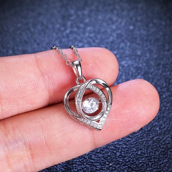 Silver diamanthjärthalsband Present till kvinnor + armband