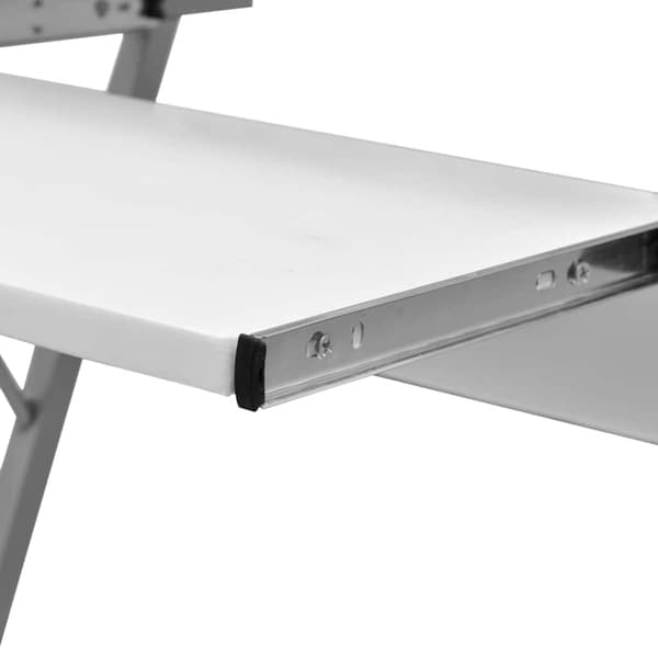 vidaXL Datorbord med flyttbart tangentbordsfack, vit