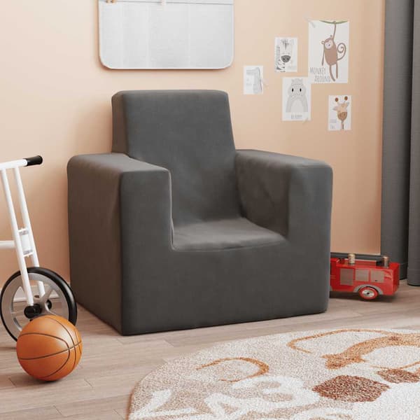 vidaXL børnesofa, antracit, blød plys