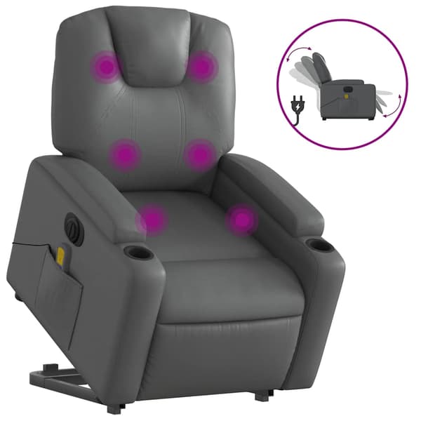 vidaXL elektrisk lænestol med massage, grå