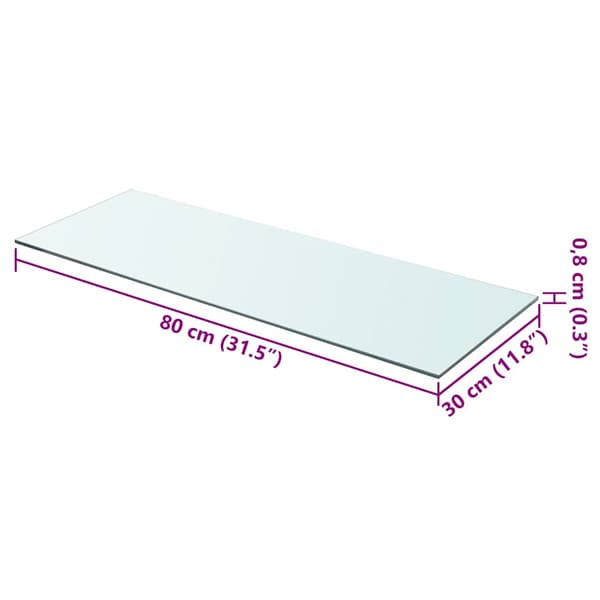 vidaXL glashylde, klar panel, 80x30 cm