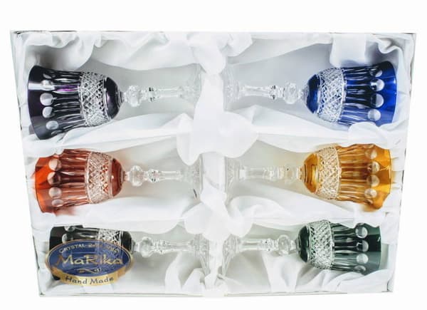 Färgglada kristallvinglas 170ml Franska 6 stycken