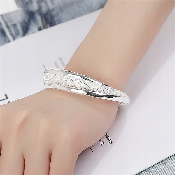 Dame sølv armbånd mesh armbånd asymmetrisk gave