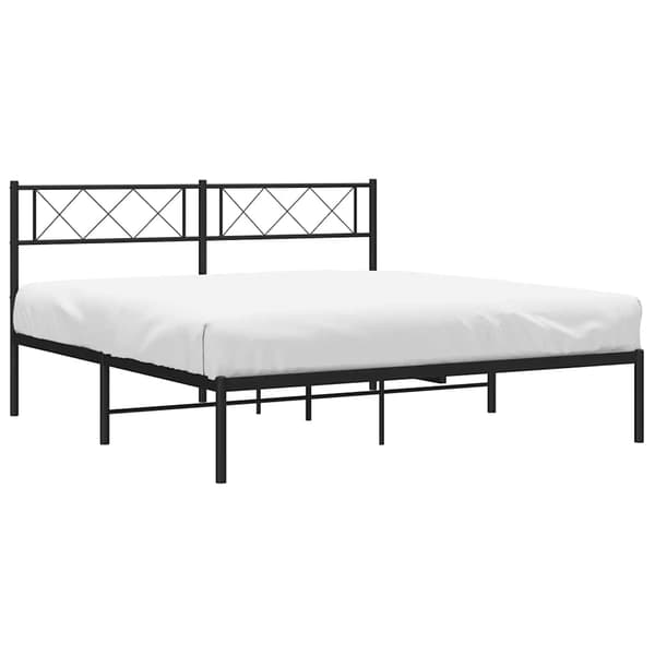 vidaXL metalsengestel med hovedgærde sort 135x190 cm