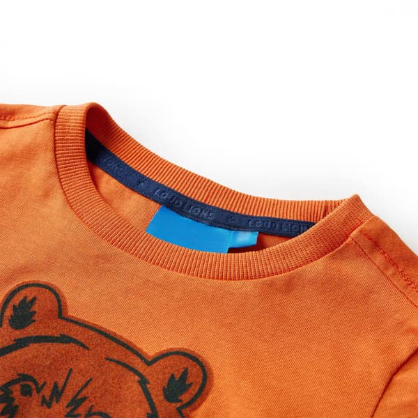 Barn långärmad T-shirt, mörkorange, 92