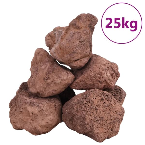 vidaXL Vulkansten, 25 kg, Röd, 10-30 cm