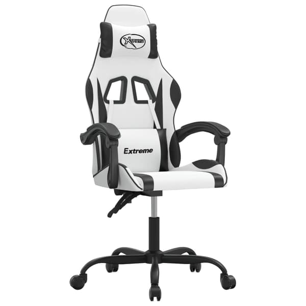 vidaXL gamingstol, sort og hvid, kunstlæder