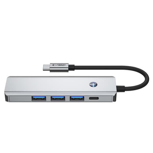 5in1 HUB-sovitin USB-C PD USB-A HDMI 4K 60Hz 100W - Harmaa