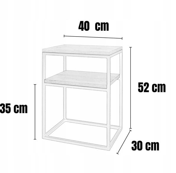 Dit Loft Design rektangulært sort Ordono sengebord 40x30x52