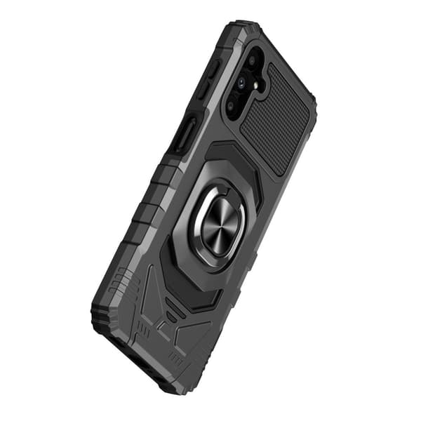 Etui til Samsung Galaxy S23 FE, armeret med stativ og plade til holderen, sort