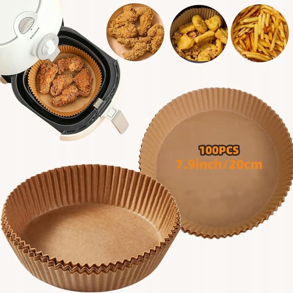 Airfryer bagepapir 20 cm rundt 100 stk. bagepapir